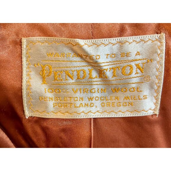 Vintage Pendleton Wool Tweed Coat Black Orange Plaid button peckled - Picture 4 of 8